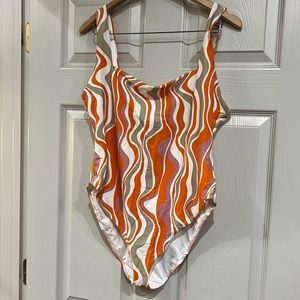 SMYM wavy stripe one piece swimsuit